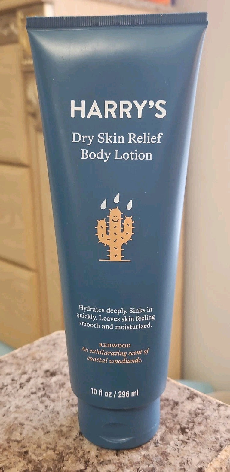 Retired Harry's Dry Skin Relief Body Lotion Redwood Scent 10oz New, Sealed