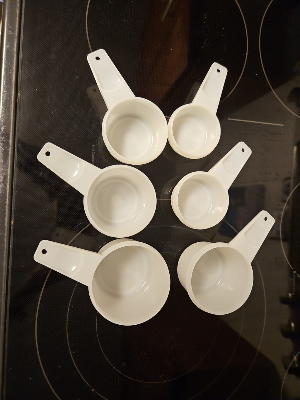 Vintage Tupperware Complete Set Of 6 Nesting Measuring Cups Sheer White EUC