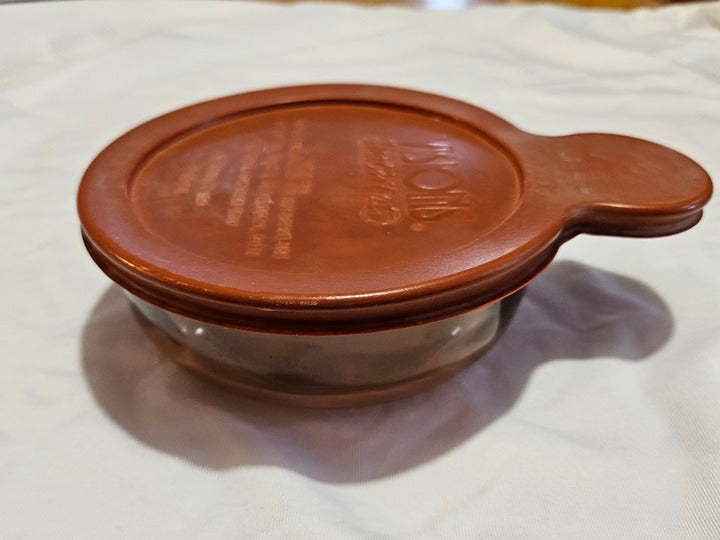 CorningWare Vision Amber Heat N Serve Grab It Bowl V-150-B w/ Red Lid