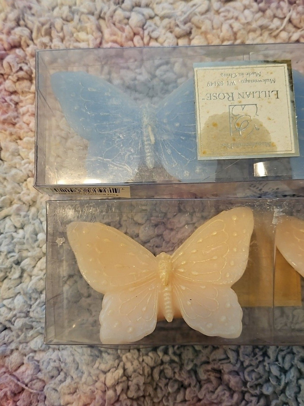 Set Of 4 Lillian Rose Butterfly Candles Pink & Blue NIB