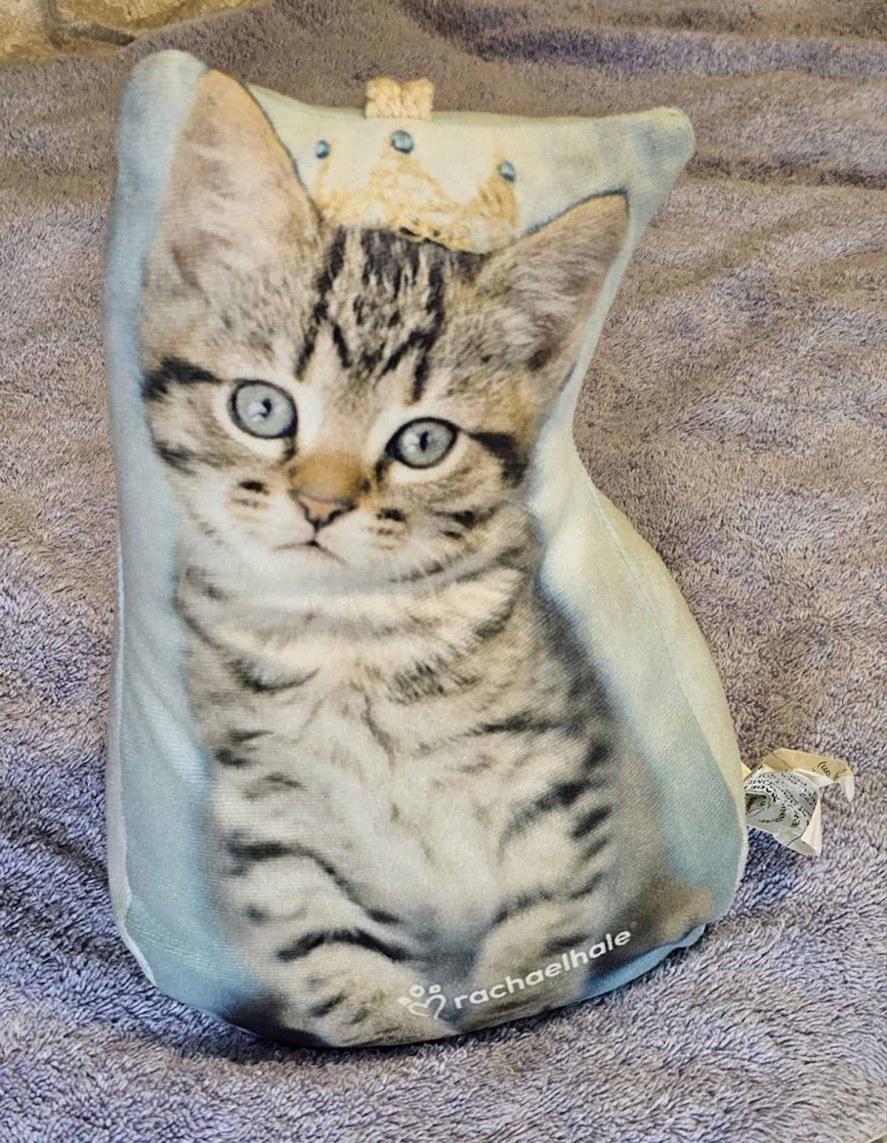 Rachael Hale Cat Kitten Doorstop Tiara Crown Blue Bean Bag w/ Handle