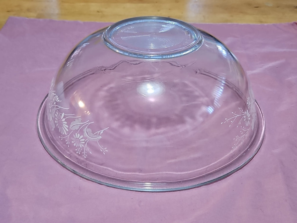 Vintage Pyrex 326 4L Colonial Mist Mixing Bowl Clear White Daisies 11 3/4” Large