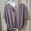Forever 21 Lavender Boho Eyelet Drop Shoulder Banded Waist Peasant Blouse Size M