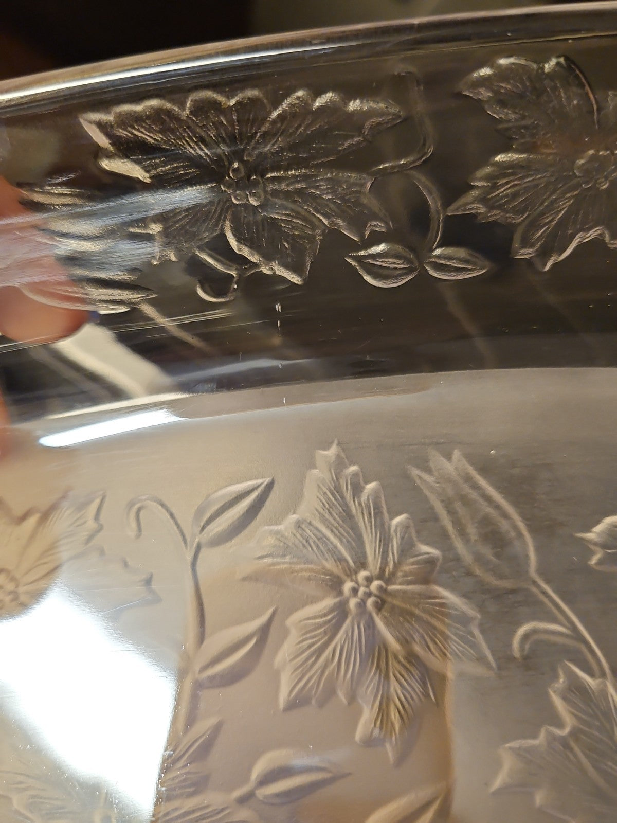 Vintage Princess House Fantasia Glass Casserole Baking Dish Poinsettia 13.5x8.5