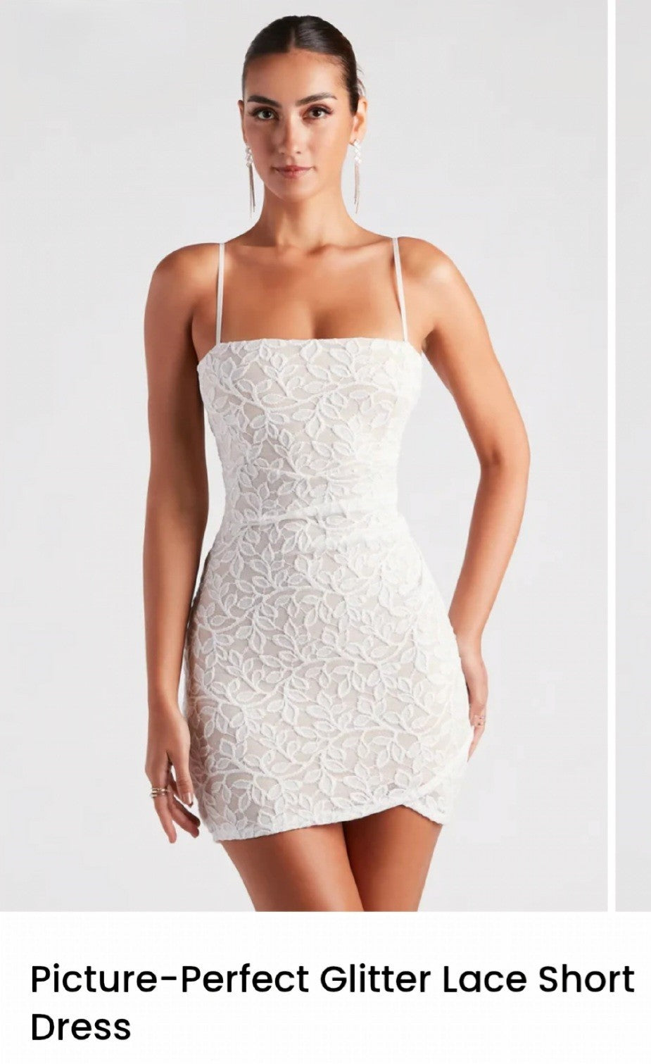 Windsor Picture Perfect Glitter Lace Short Rouched Dress NWT Women's L