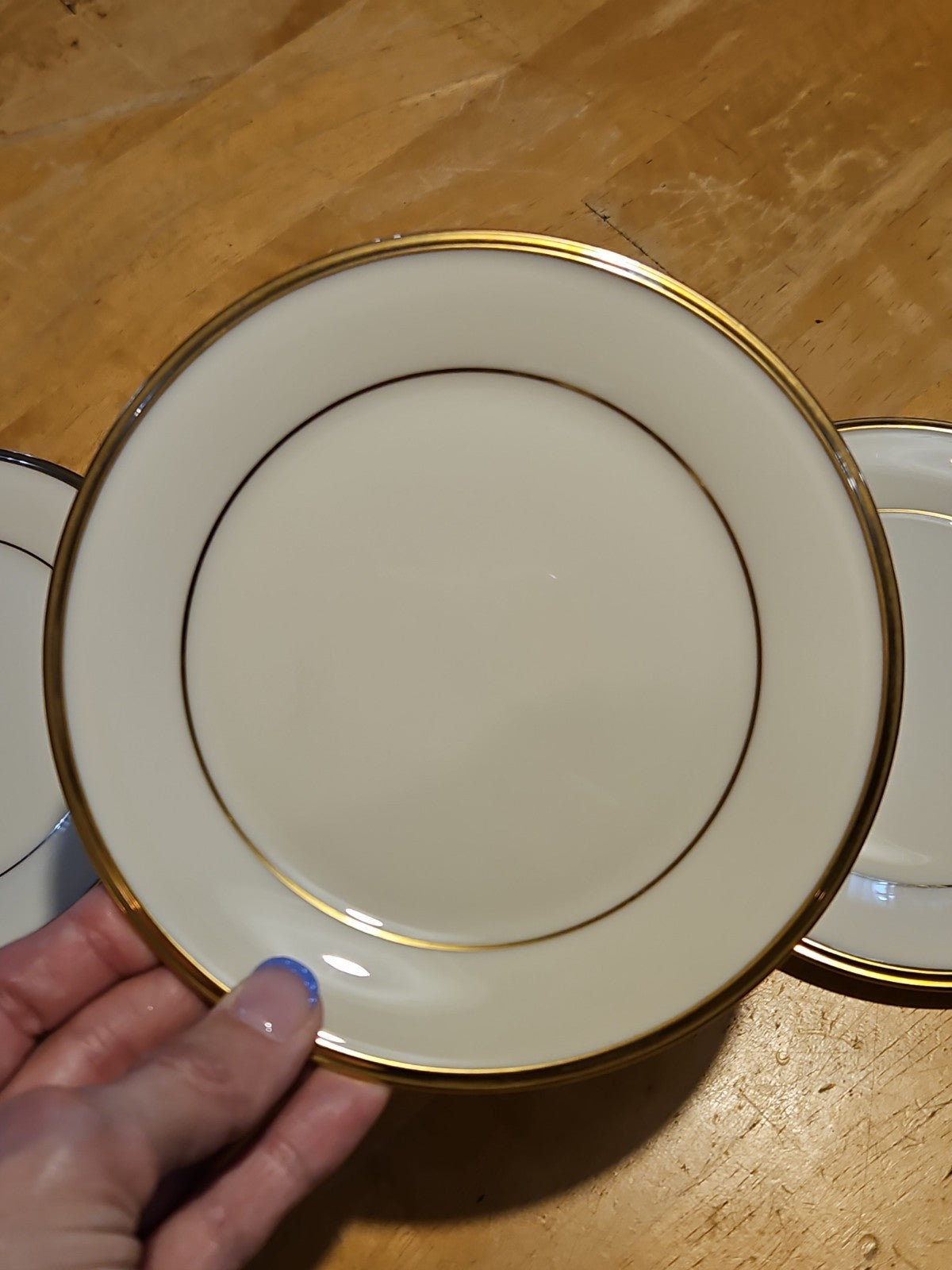 Set of 3 Lenox Eternal Bread & Butter Plates 6 3/8" Ivory Gold Trim USA NWT