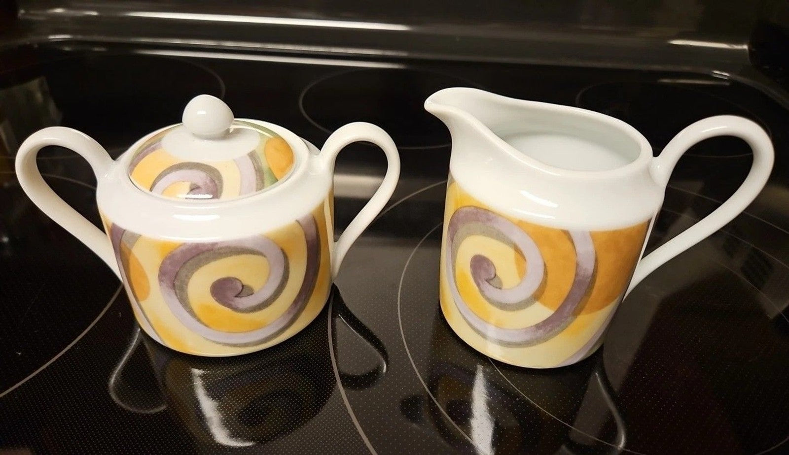 222 Fifth Fine China Europa Pattern Sugar and Creamer Set