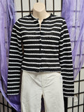 H&M Divided Button Front Black & White Striped Light Weight Cardigan, Size S