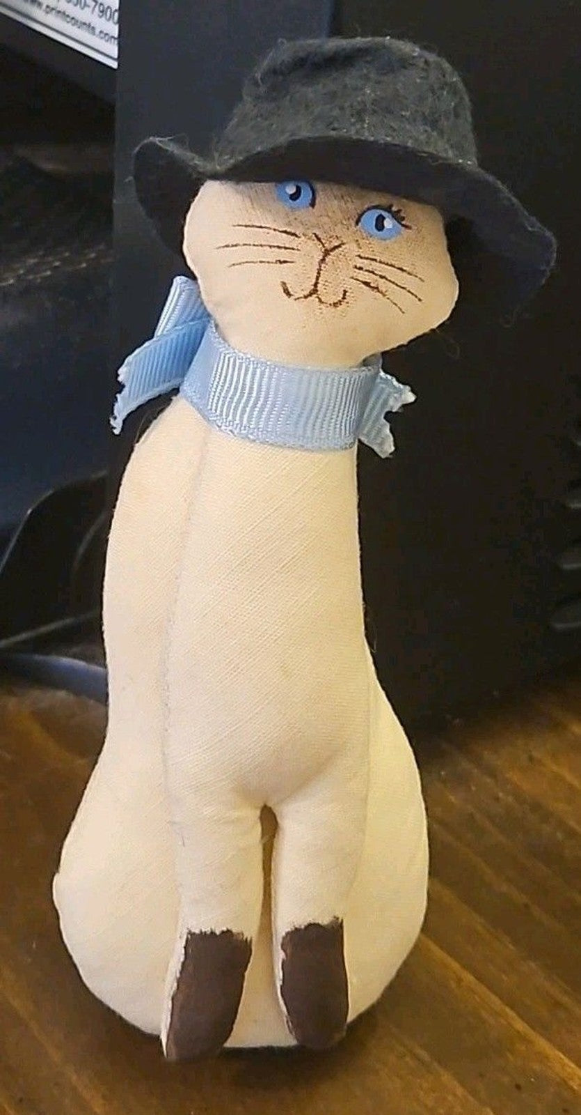 Vintage Stuffed Siamese Cat Ornament 5”