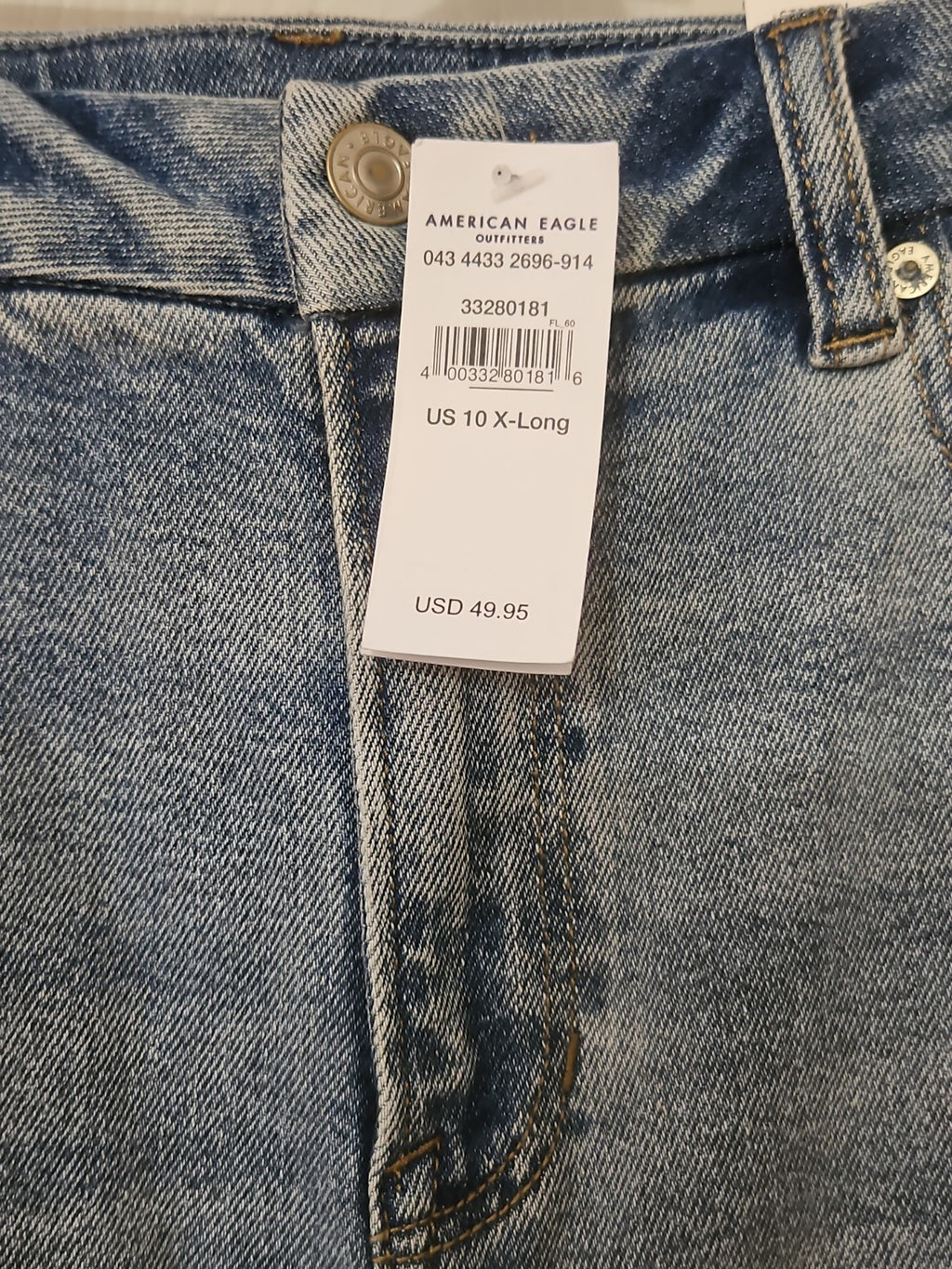 NWT American Eagle Outfitters Women's Curvy Mom Jean Size 10 X Long 30W