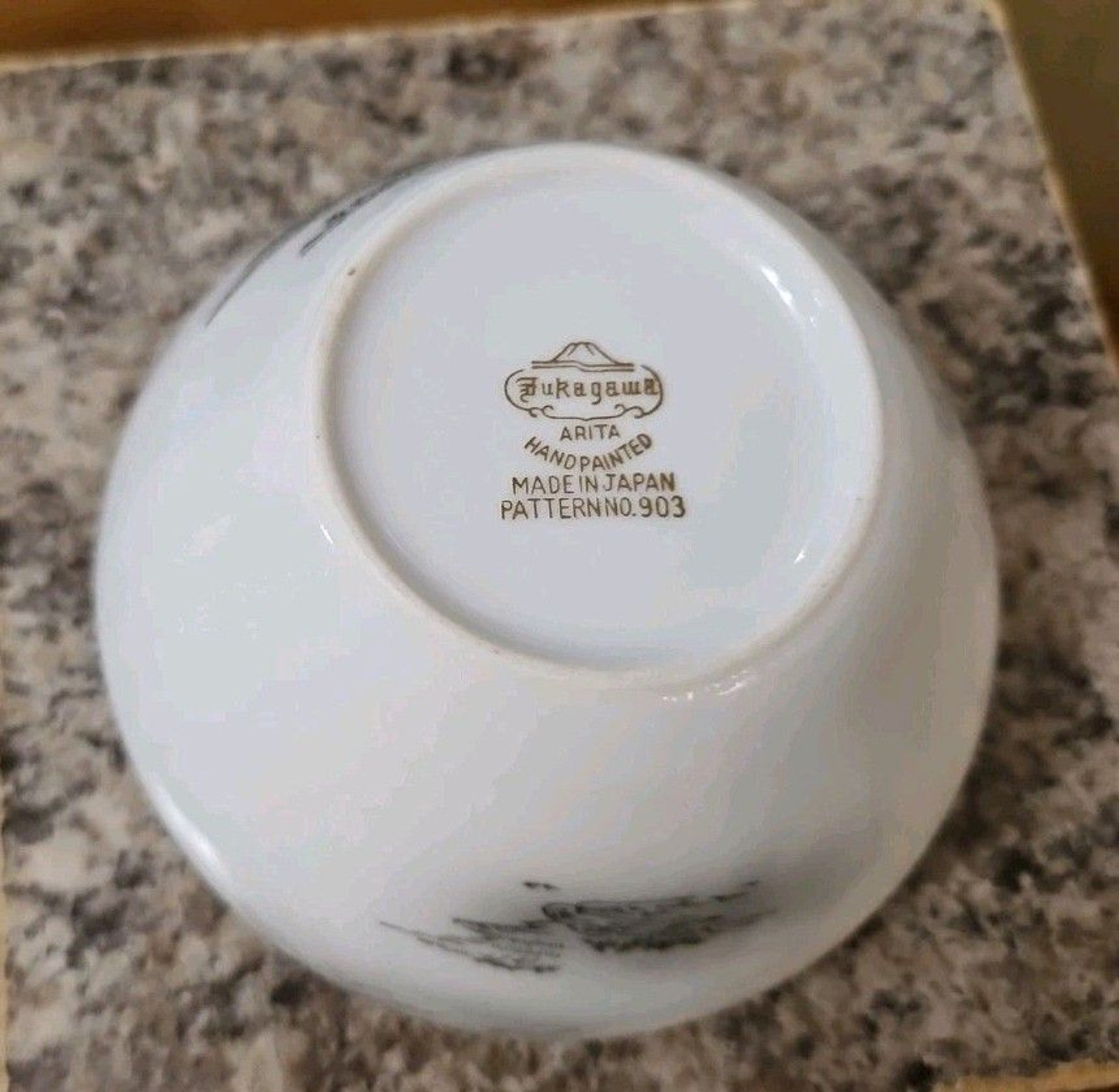 Fukagawa Arita 903 Hand Painted Landscape Lidded Sugar Bowl MINT Gold Trim