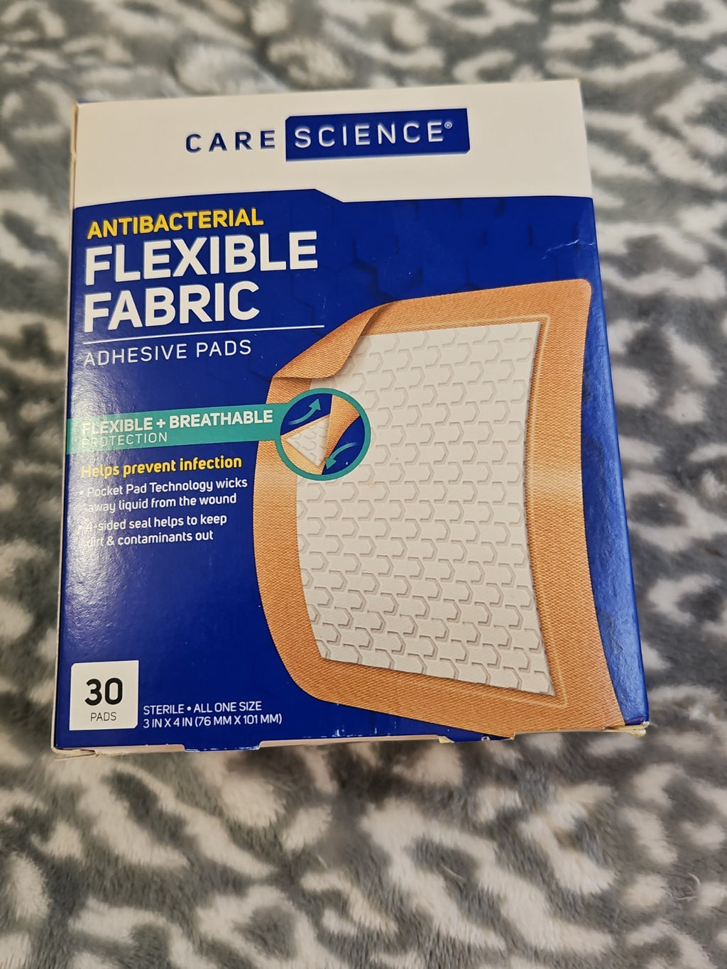 Care Science Fabric Fabric Adhesive Pad Bandages, 3x4 in New Sealed Box
