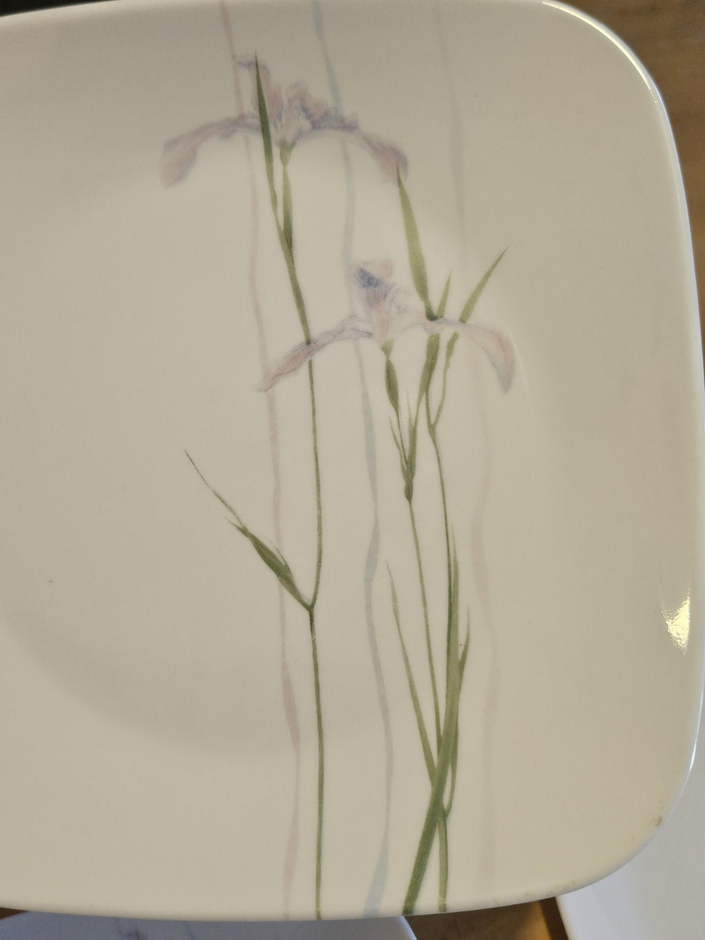 Set of 5 Corelle Vitrelle Square Shadow Iris Luncheon Plates 9" Salad Plates EUC
