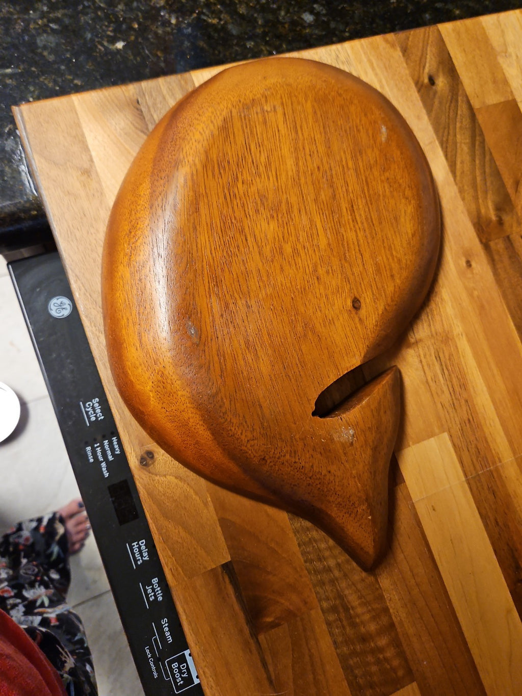 MCM Vintage Monkey Pod Carved Wooden Whale Divided Candy Dish Nut Dish