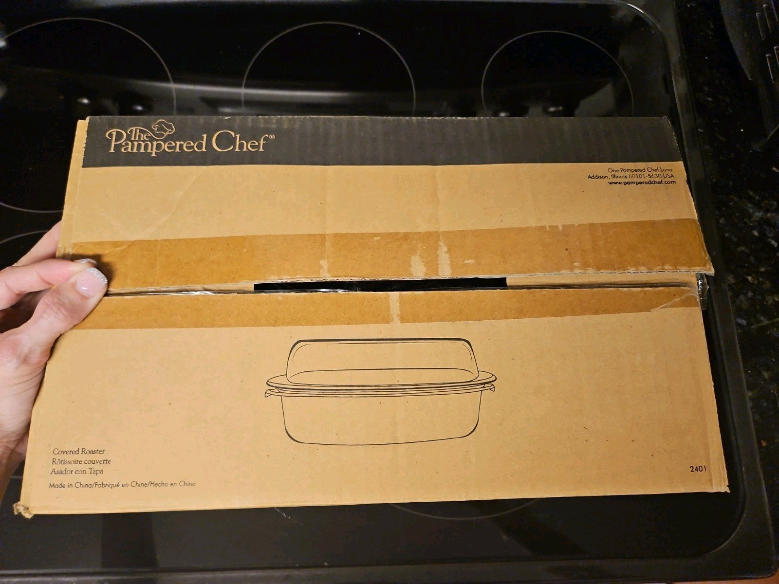 NIB Pampered Chef Covered Roaster W/ Glass Lid 3.5 qt #2401 Retired