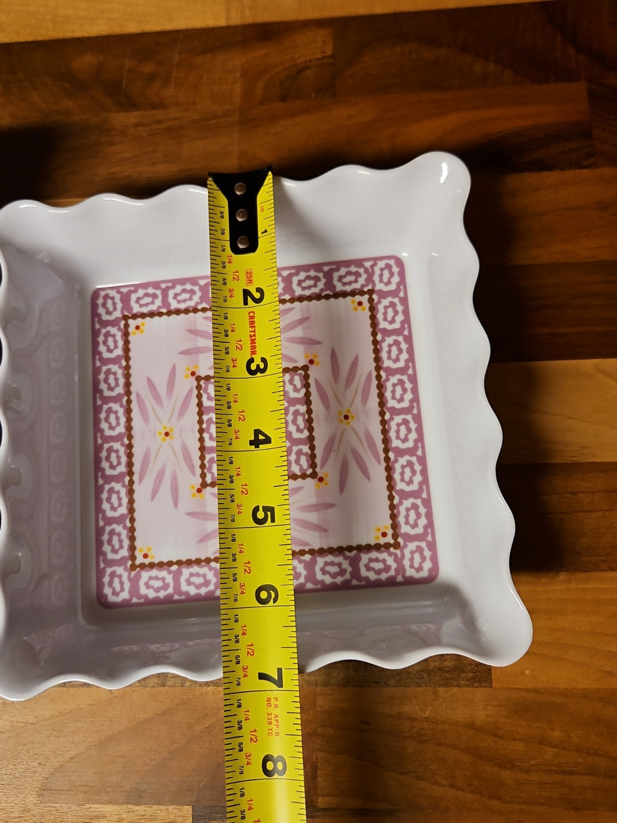 Set of 2 Temptations By Tara Old World Lilac Melamine Square Ruffled Dishes