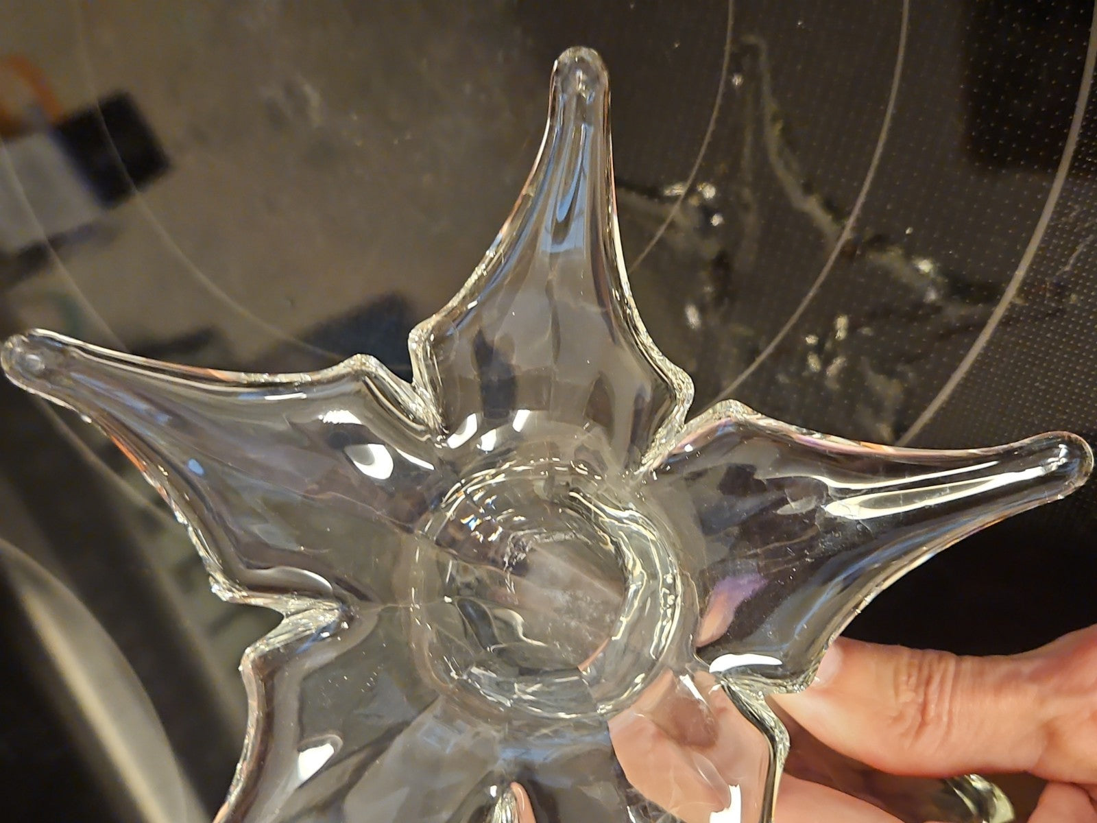 Vintage Pair Of 2 Hamon Glass Hand Blown Glass Lay Down Flower Bud Vases