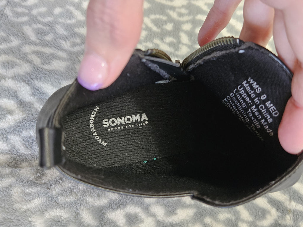 Sonoma Goods For Life Millo Black Ankle Boots Zip-up Women’s Size 9 EUC