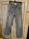 Frame Le High Straight Field Foil Tux Gray Womens Ankle Jeans Sz 25
