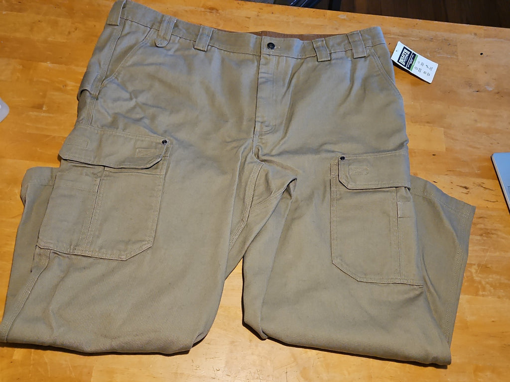 NWT Duluth Trading Co Mens Fire Hose Relaxed Fit Cargo Work Pants 46×30 Khaki