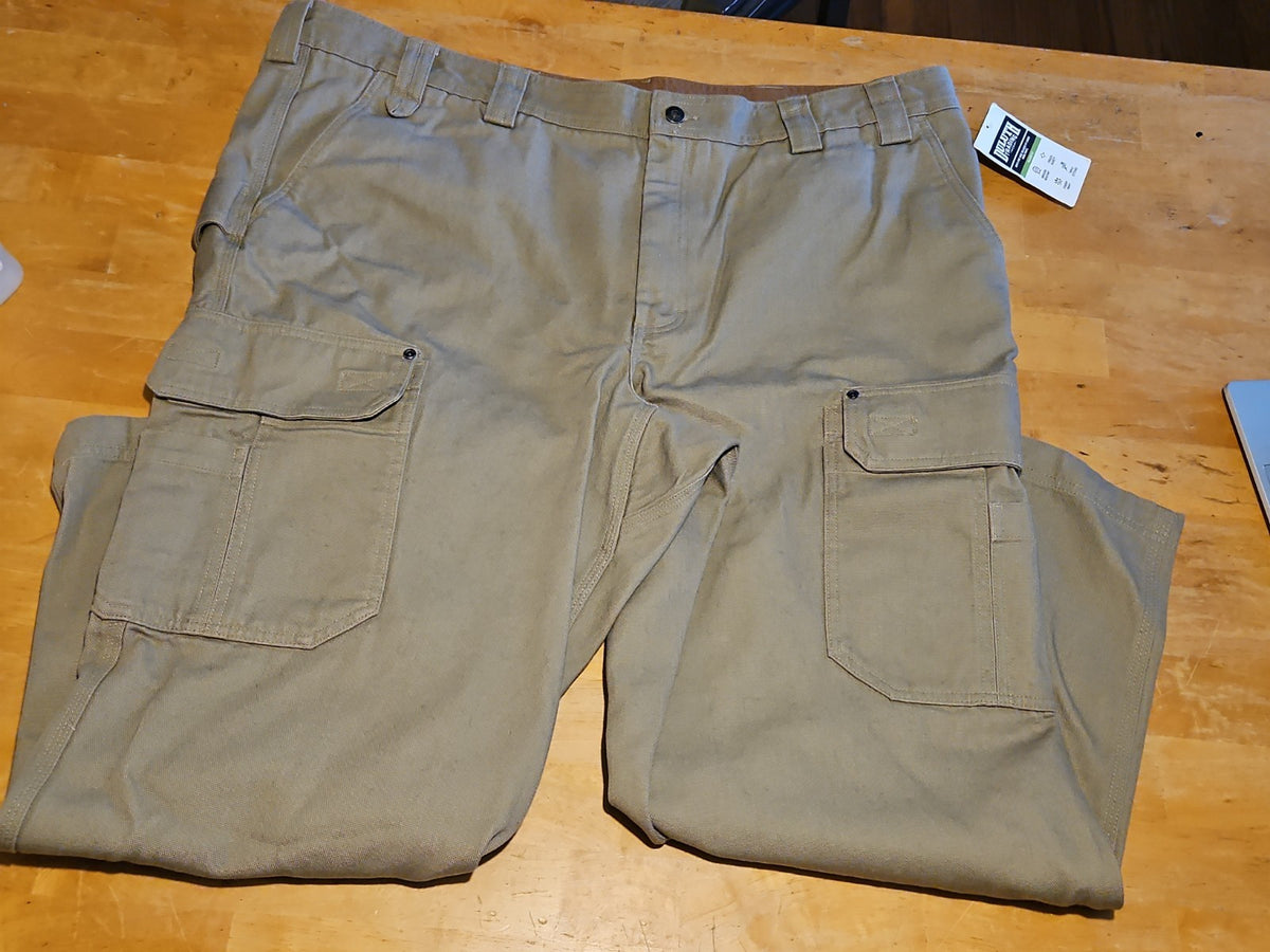 NWT Duluth Trading Co Mens Fire Hose Relaxed Fit Cargo Work Pants 46×30 Khaki