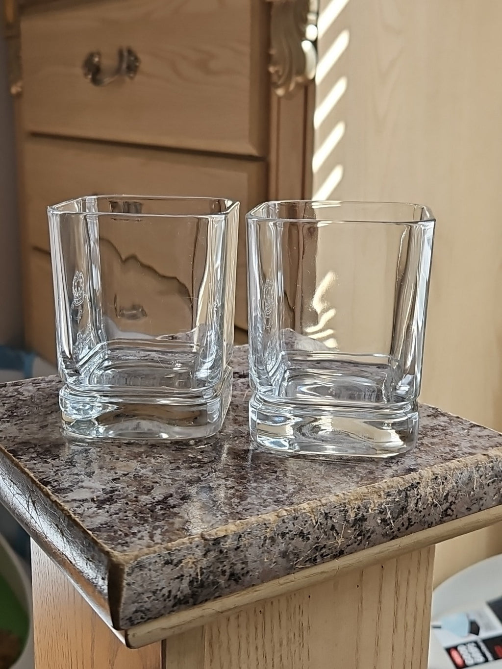 Set Of 2 Y2K Millennium Crown Royal Whiskey Rocks Glasses Embossed Logo W/ 2000