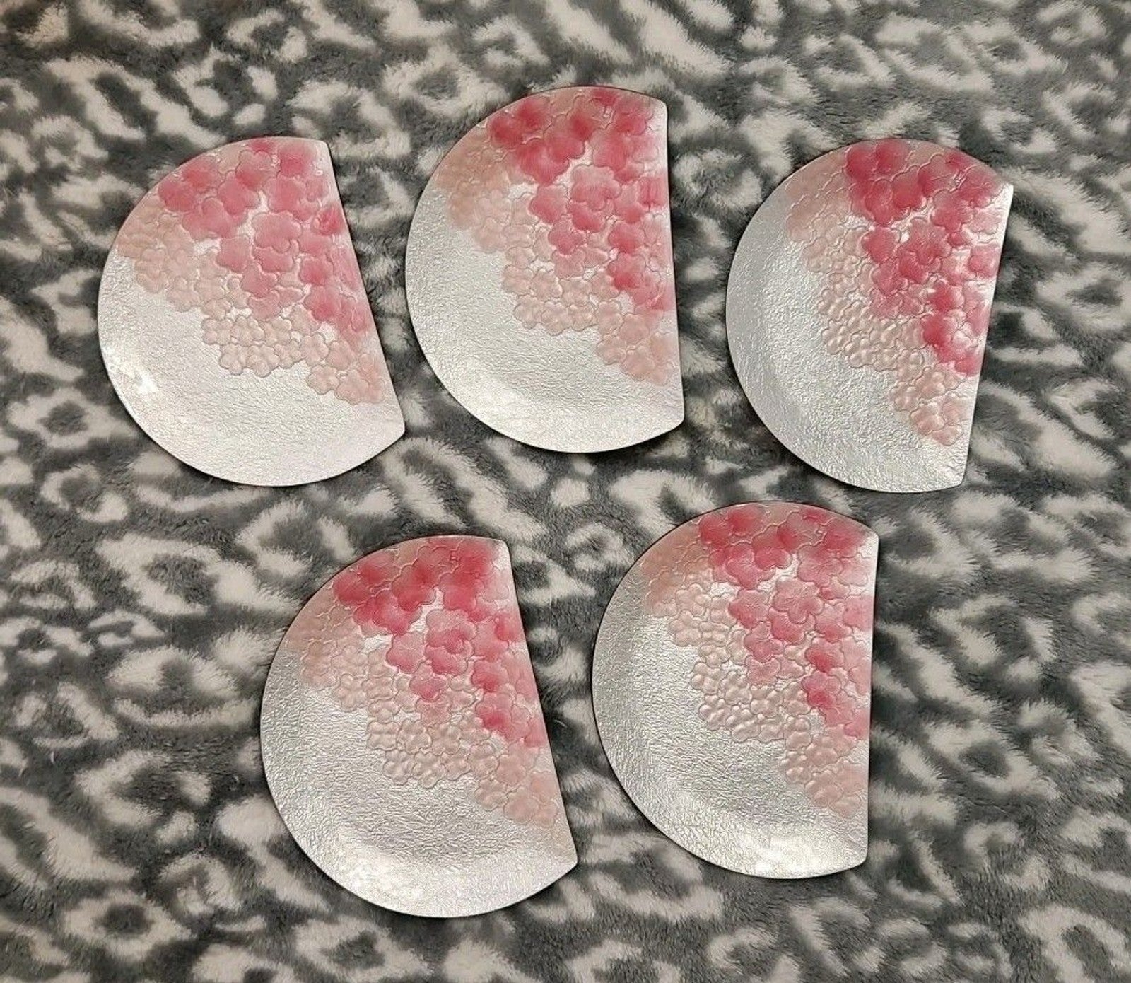 Set Of 5 Bonne Couleur Electroforming Cloisonne Enamel Side Dishes Trinket Trays