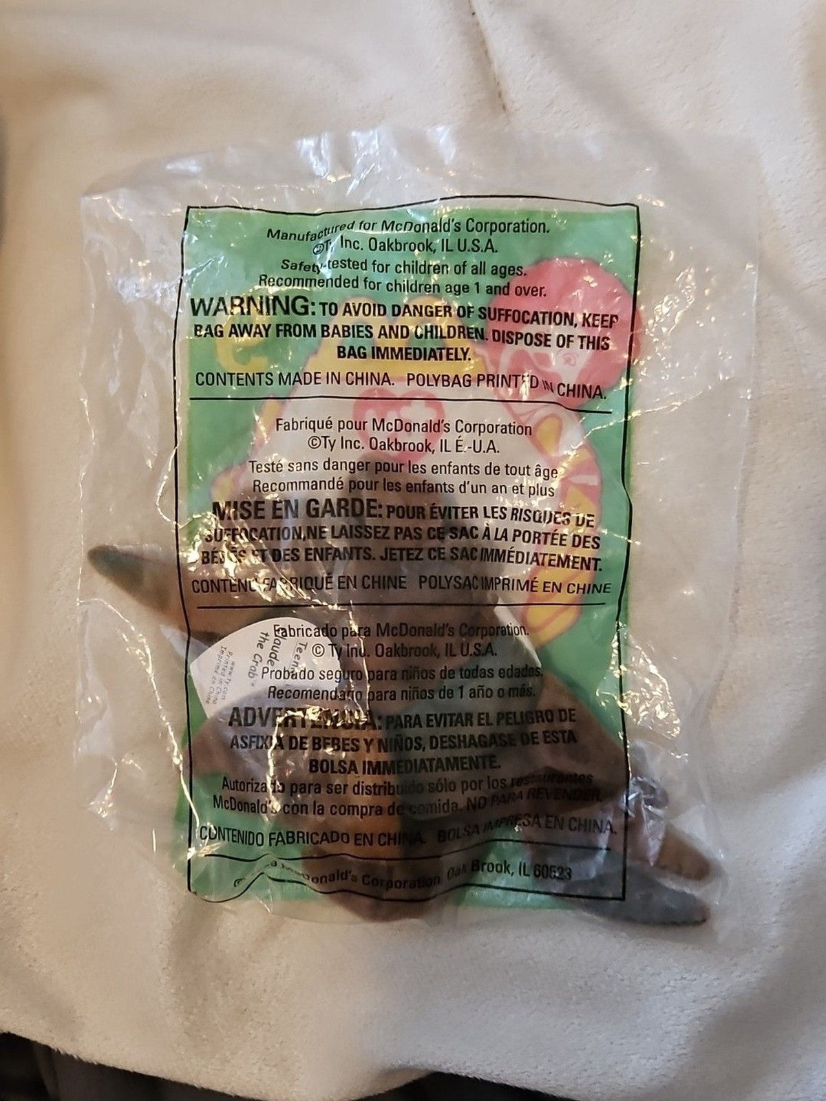 Vintage McDonalds 1993 1999 Ty Teenie Beanie Baby Claude the Crab ERRORS