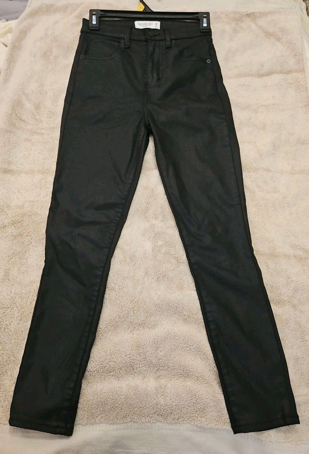 Abercrombie & Fitch High Rise Super Skinny Ankle Black Coated Jeans Size 2