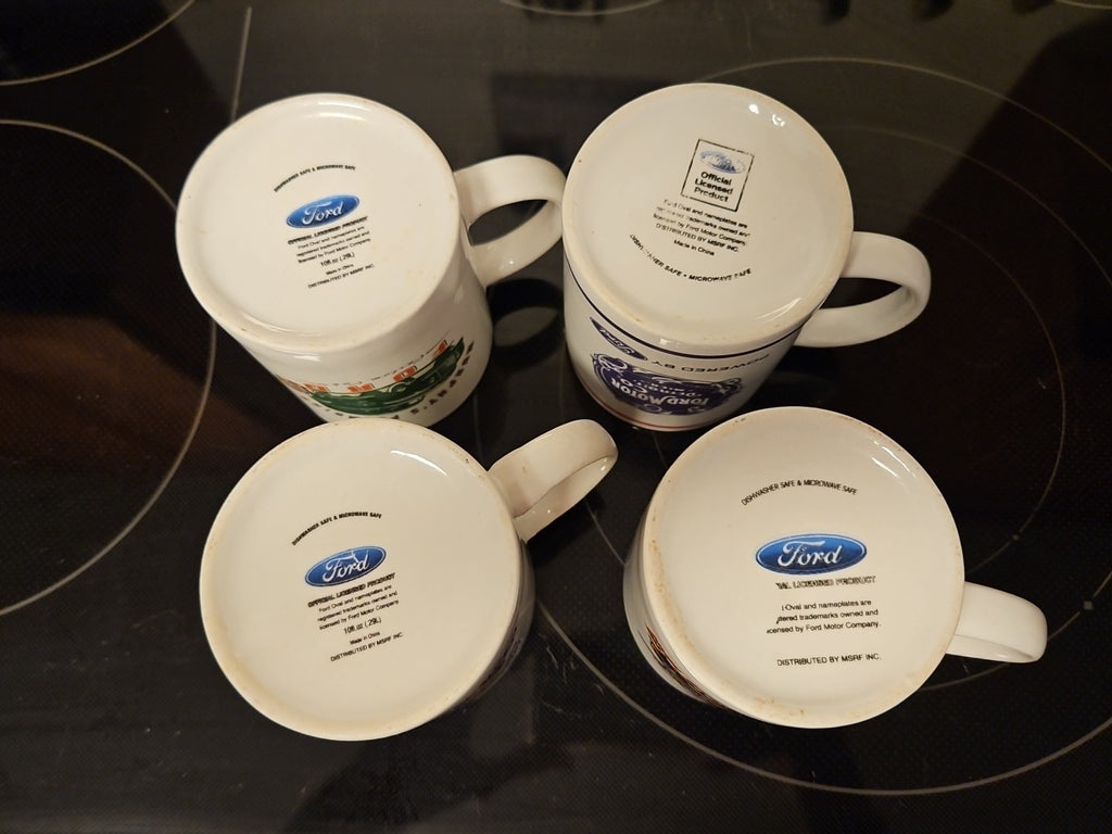 Set of 4 Ford Coffee Mugs - 3 Of F-1 America's Hardest Working Truck & 1 Logo