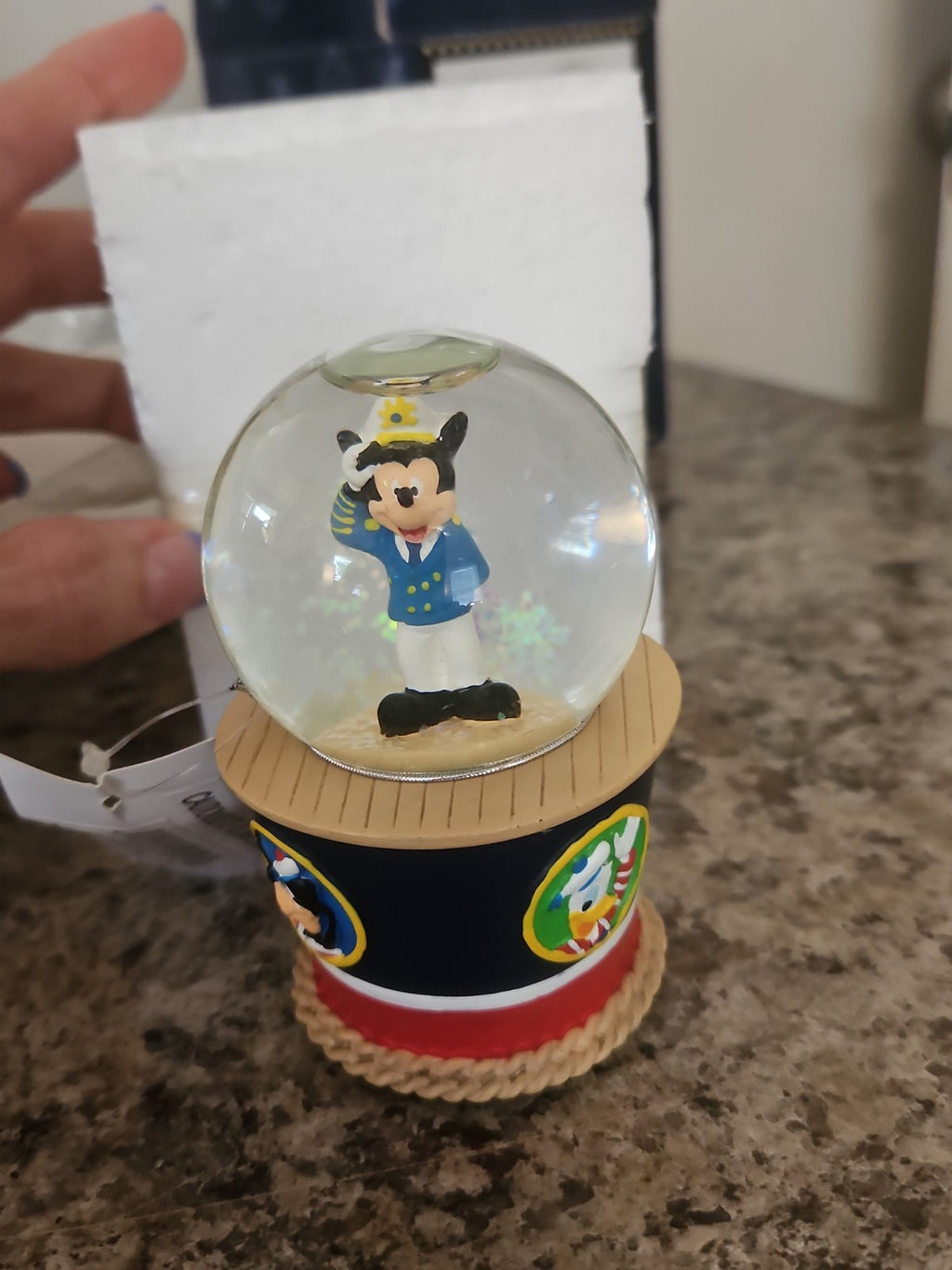 NIB Disney Cruise Line Captain Mickey Mouse Snow Globe Nautical Character Base