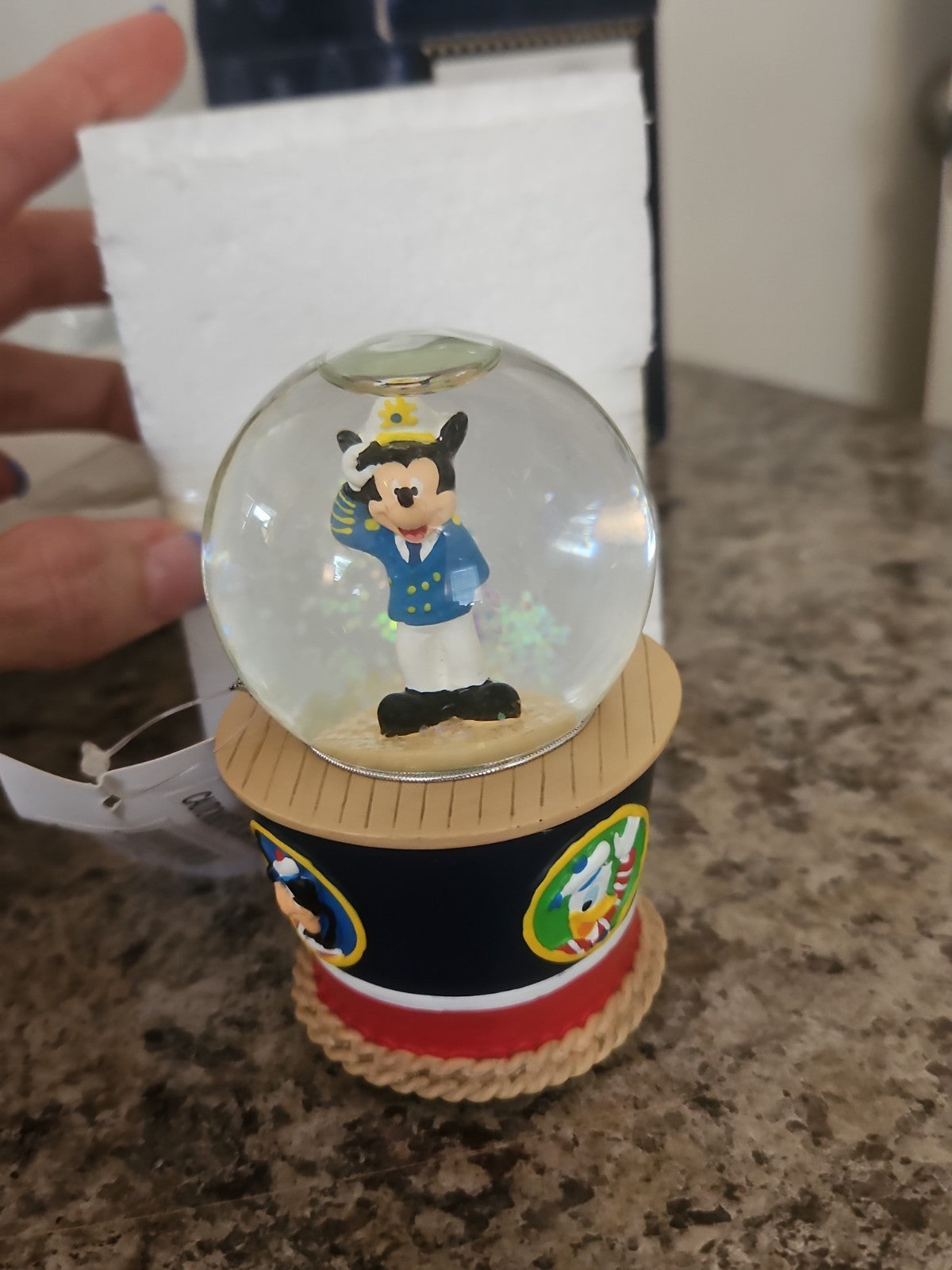 NIB Disney Cruise Line Captain Mickey Mouse Snow Globe Nautical Character Base