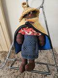 Vintage South African Lesotho Basotho Doll 9" Handcrafted Fabric EUC