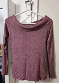 Express One Eleven Purple Pink Soft Off The Shoulder Lightweight Sweater Large