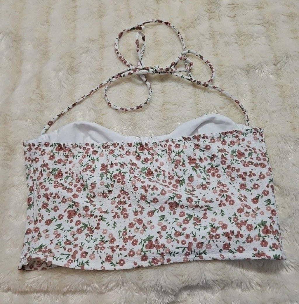 Princess Polly Womens Size 4  Acer Bustier Cropped White Floral Top