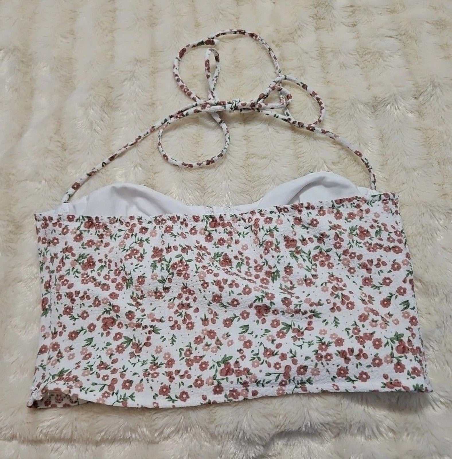 Princess Polly Womens Size 4  Acer Bustier Cropped White Floral Top