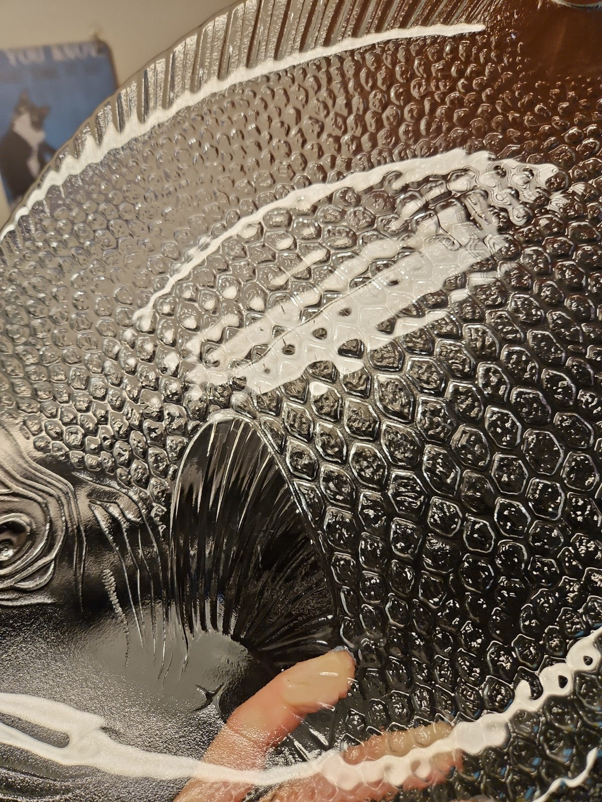 Vintage Arcoroc France “Poisson” Clear Fish Shaped 15.5” Platter W/ 8 10” Plates
