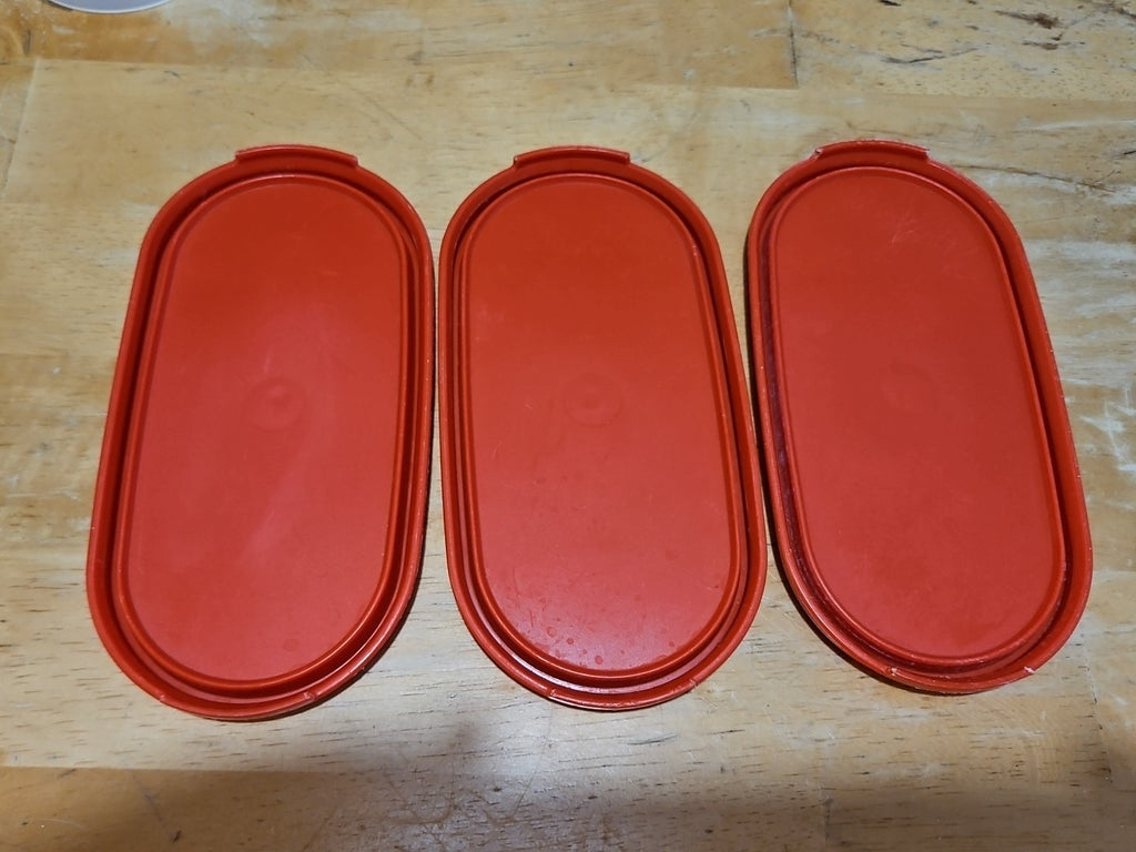 Set of 3 Vintage Tupperware Modular Mates  1613, 1612, 1611 Sz 1,2 & 3 W Red Lid