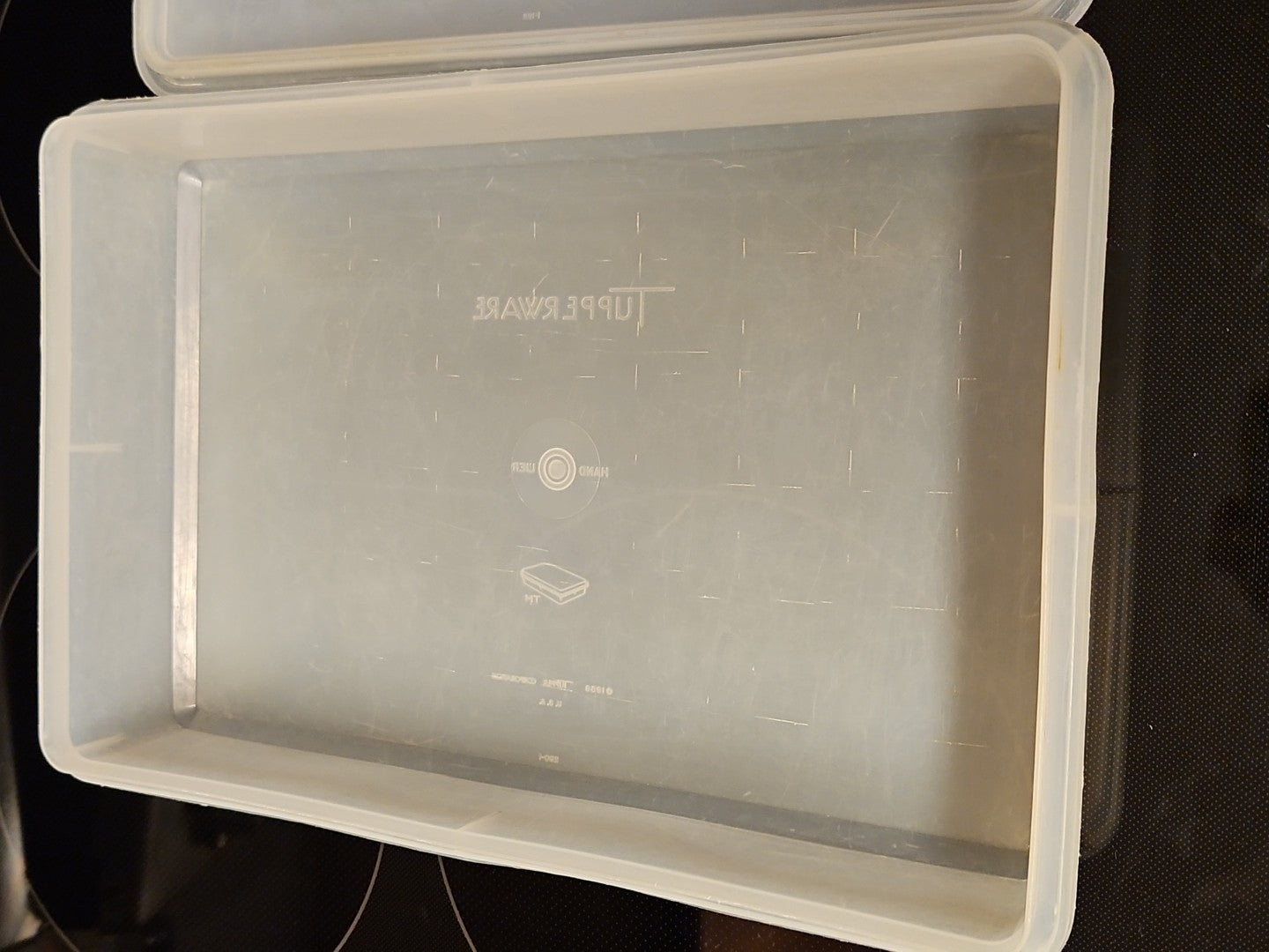 Vintage Tupperware Handolier #290 Sheer Rectangle Keeper With #291 Lid READ