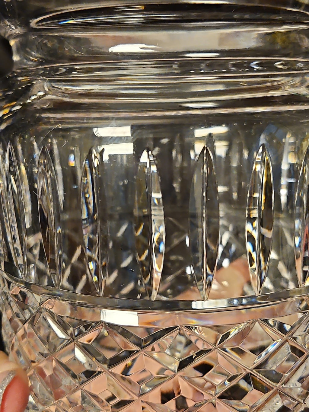 Vintage Waterford Maeve Crystal Biscuit Jar, Glass Barrel Canister, Cookie Jar