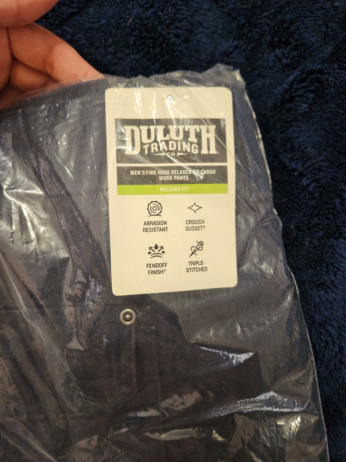 NWT Duluth Trading Co Mens Fire Hose Relaxed Fit Cargo Work Pants 46×30 Navy