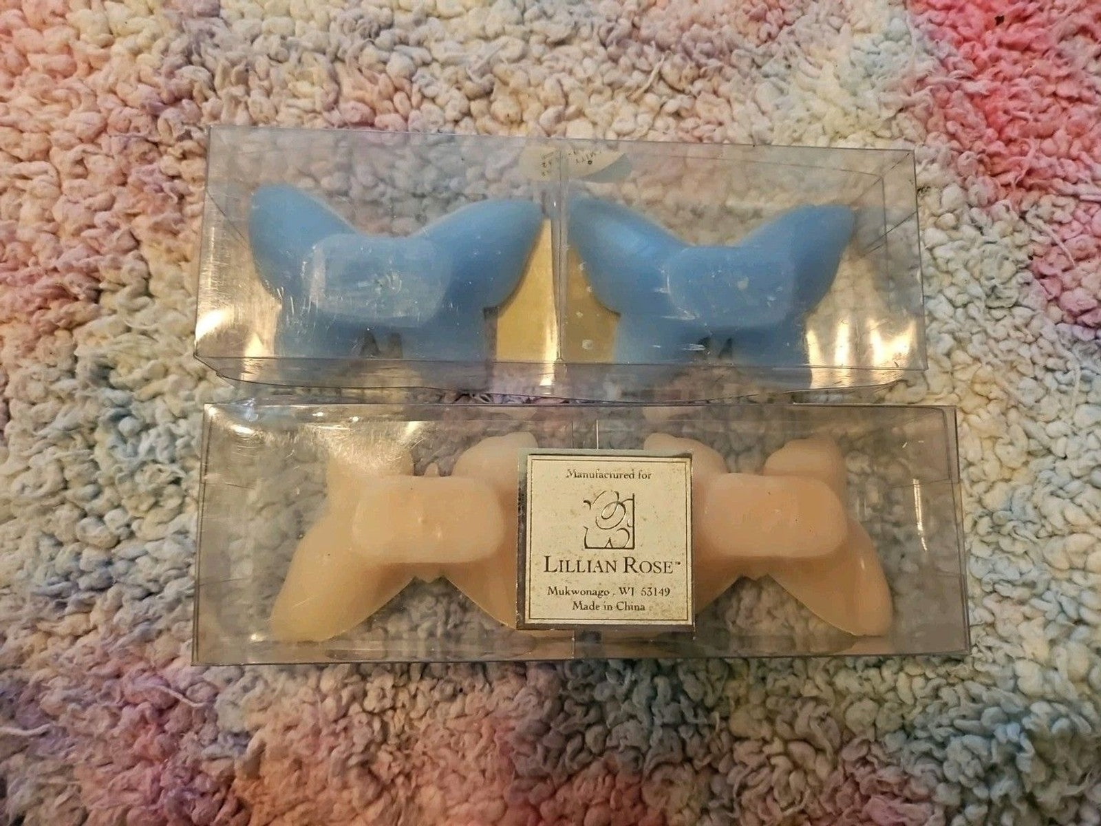 Set Of 4 Lillian Rose Butterfly Candles Pink & Blue NIB