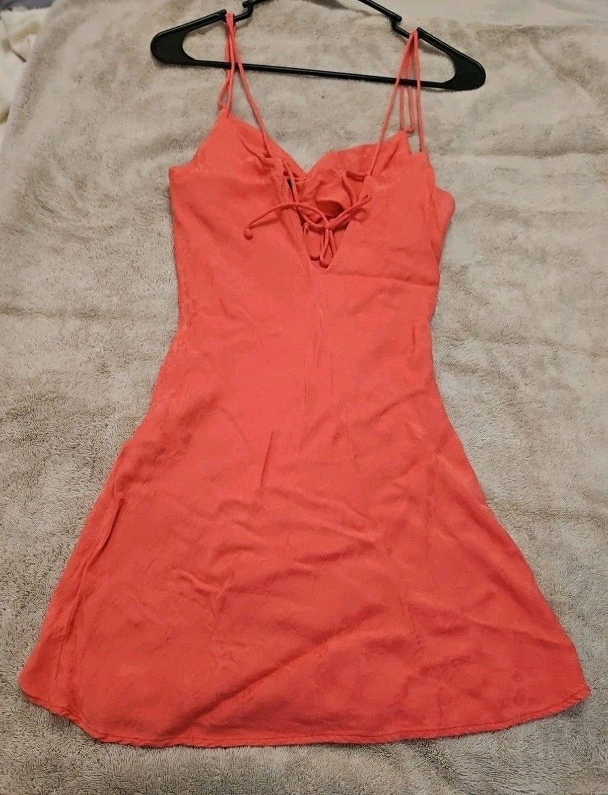 Zara Women's Size S Coral Dress Jacquard Floral Print Mini Slip Dress