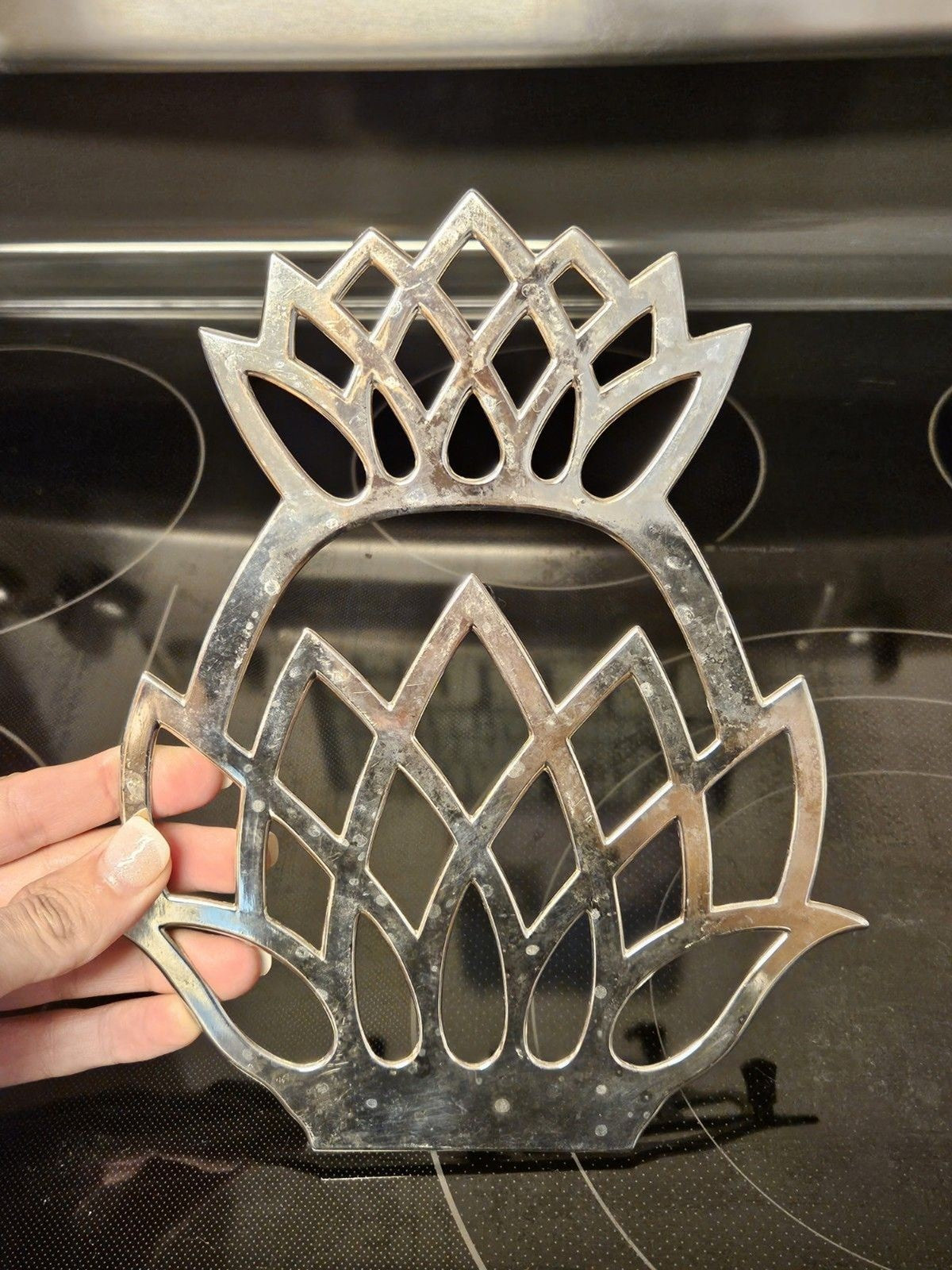 Vintage MCM Silver Plated Pineapple Trivet Wall Decor Made in Italy