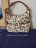 EUC Dooney & Bourke Leopard Print Canvas Shoulder Bag Handbag With Dust Bag