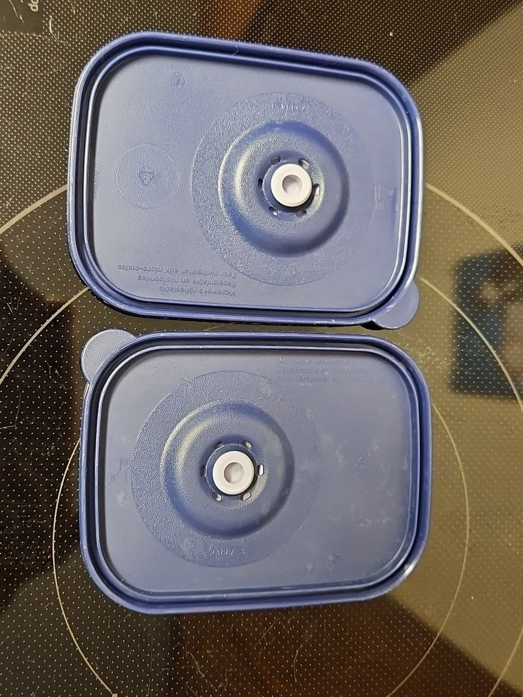 Set Of 2 Tupperware 1 Cup Vent & Serve 3387A Indigo Blue Containers with Lids