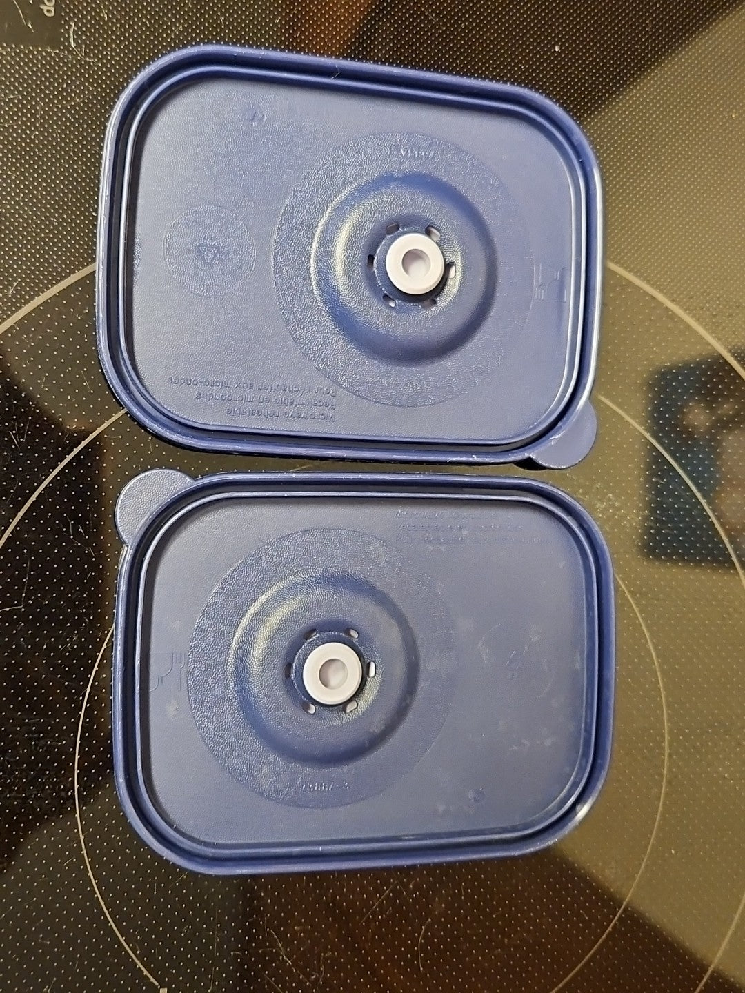 Set Of 2 Tupperware 1 Cup Vent & Serve 3387A Indigo Blue Containers with Lids