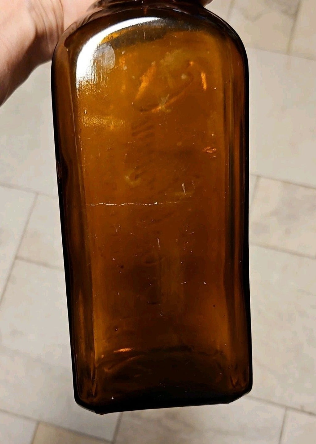 Vintage M. Salzman Co. Purity Above All Brown Amber Hand Blown Whiskey Bottle
