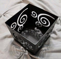 Matte Black Finish Metal Square Candle Holder 3.5in X 3.5in Spiral Cut Out
