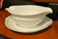 Sone China Gravy Boat with Attached Underplate #1879 Golden Greek Key Pattern